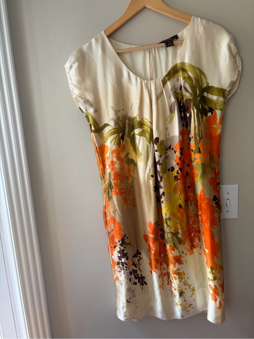 Victor By Victor Alfaro Silk Dress Size 6 Watercolor Floral Cap Sleeve Shift